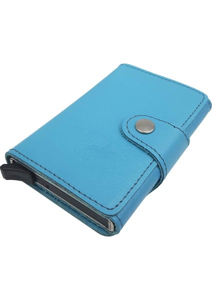 West Polo Mekanizmalı Kartlık Hakiki Deri Turkuaz 5510