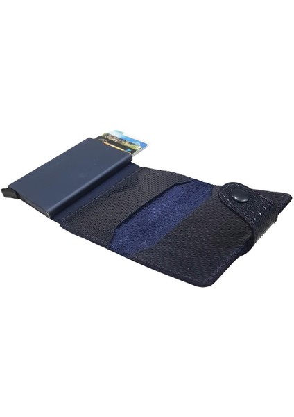 West Polo Mekanizmalı Kartlık Hakiki Deri Çizgili Lacivert 5510