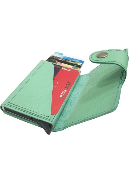 West Polo Mekanizmalı Kartlık Hakiki Deri Su Yeşili 5510 modelleri