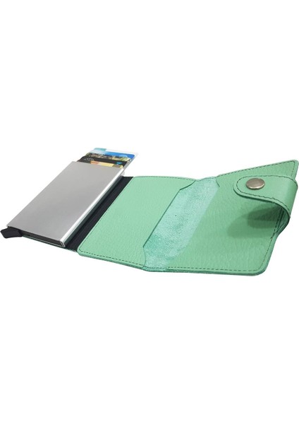 West Polo Mekanizmalı Kartlık Hakiki Deri Su Yeşili 5510