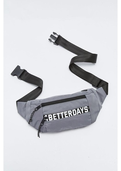 Trend Unisex Su Geçirmez Kumaş Bel Çantası Gri 880
