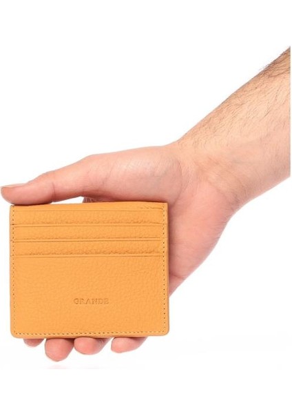Hakiki Deri Kartlık Cüzdan Sarı 762
