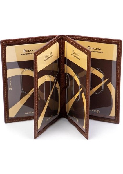Grande Hakiki Deri Erkek Kartlık Taba 825