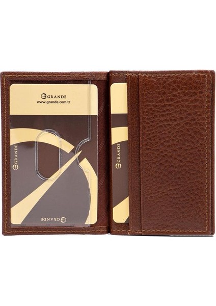 Grande Hakiki Deri Erkek Kartlık Taba 825