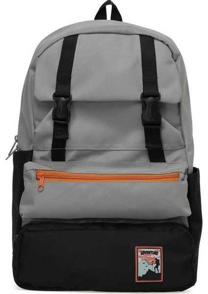 Trend Okul Sırt Çantası (Laptop Bölmeli) Gri- Siyah 1154