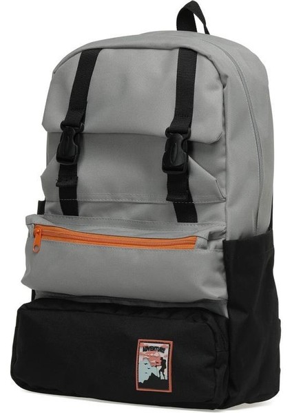 Trend Okul Sırt Çantası (Laptop Bölmeli) Gri- Siyah 1154