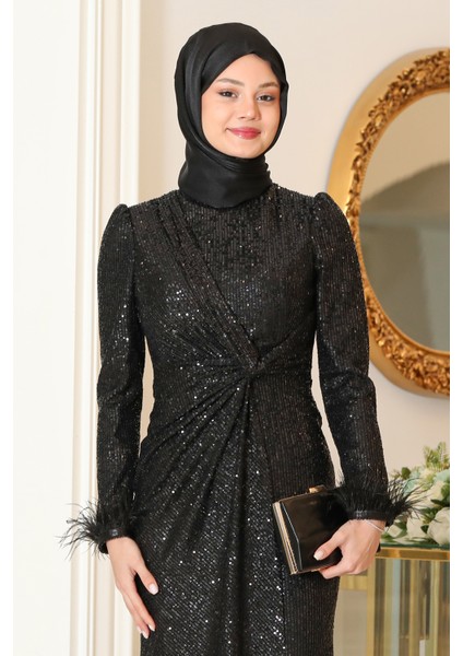 Parıltılı Büyük Beden Hüma Tesettür Abiye modelleri