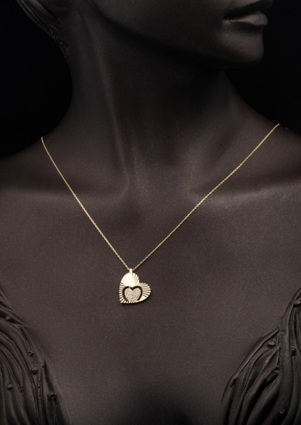 Parıltılı Kalp Altın Kolye 14 Ayar fiyatları