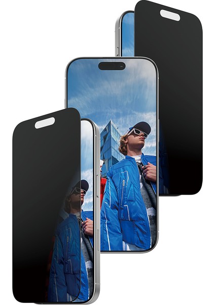 iPhone 17 | iPhone 16 Pro | Ultra-Wide Fit Siyah Çerçeveli Gizli/hayalet Ekran Koruyucu - Fast Fit Uygulama Aparatlı