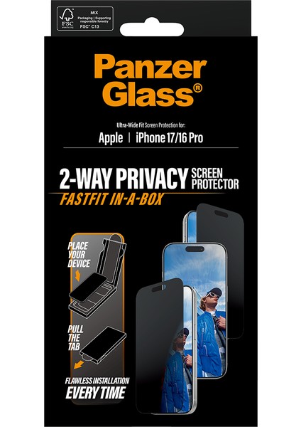 iPhone 17 | iPhone 16 Pro | Ultra-Wide Fit Siyah Çerçeveli Gizli/hayalet Ekran Koruyucu - Fast Fit Uygulama Aparatlı modelleri