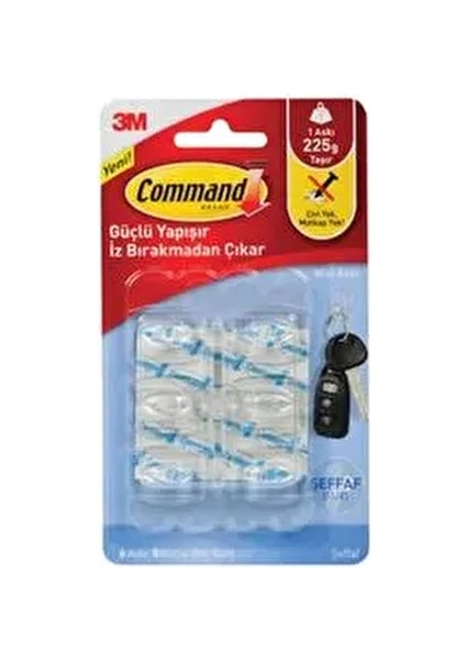 Command Küçük Boy Iz Bırakmayan Şeffaf Askı 6'lı 17006CLR-CIS