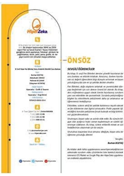 Yayınları 2025 8. Sınıf Hiper Fen Bilimleri Konu Anlatımlı & Etkinlikli Soru Bankası / 9786256935334 modelleri