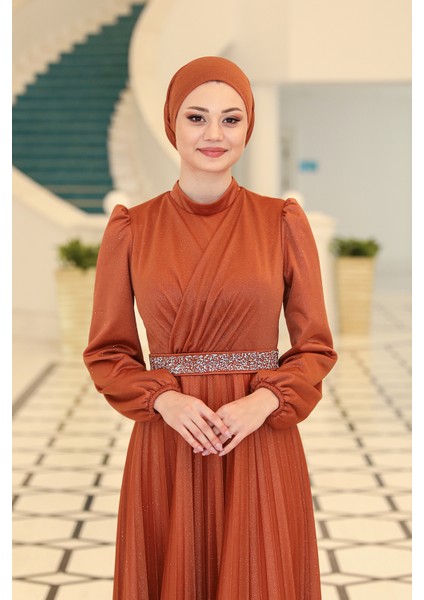 Parıltılı Dila Tesettür Büyük Beden Abiye modelleri