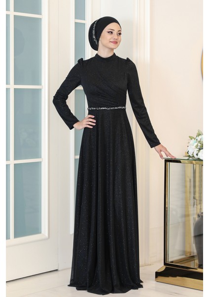 Parıltılı Işıl Tesettür Büyük Beden Abiye