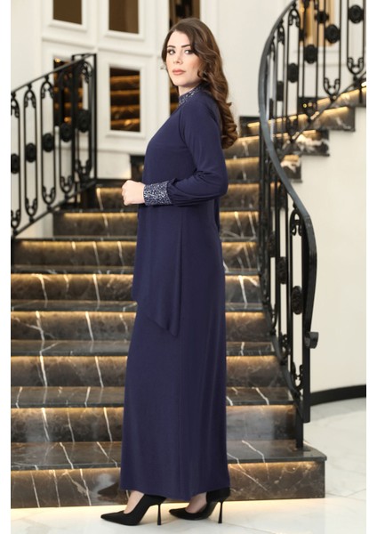 Sim Detaylı Efsane Tesettür Abiye Elbise modelleri