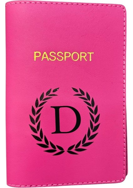 Harf Tasarımlı Deri Pasaport Kılıfı D