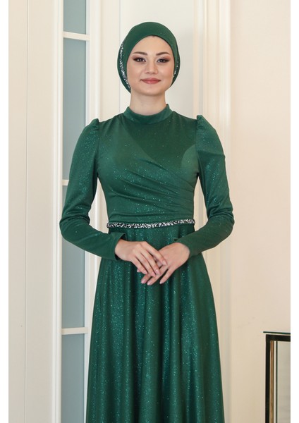 Parıltılı Işıl Tesettür Büyük Beden Abiye modelleri