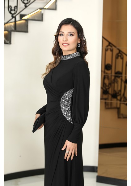 Taş Detaylı Lavinni Tesettür Abiye Elbise fiyatları