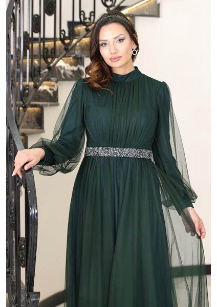 Alia Şık Taş Detaylı Büyük Beden Tesettür Abiye - Alya fiyatları