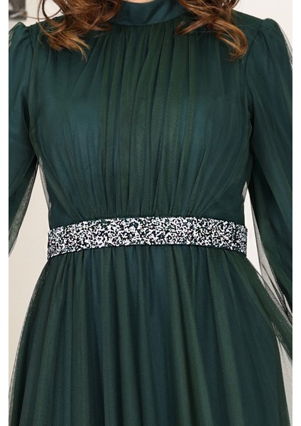 Alia Şık Taş Detaylı Büyük Beden Tesettür Abiye - Alya modelleri