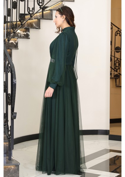 Alia Şık Taş Detaylı Büyük Beden Tesettür Abiye - Alya indirimleri