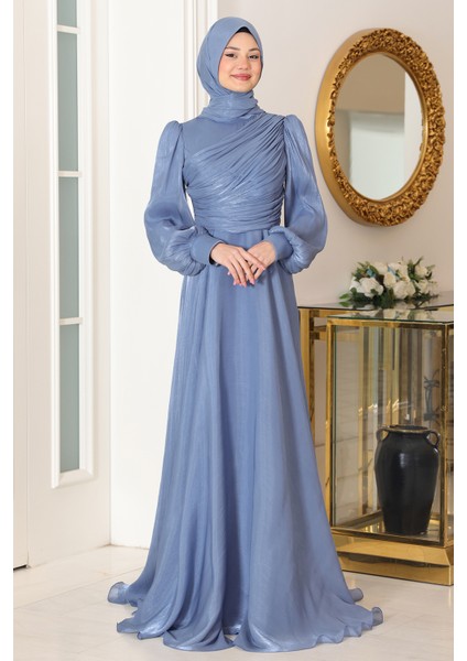 Omuz Detaylı Bahar Tesettür Büyük Abiye