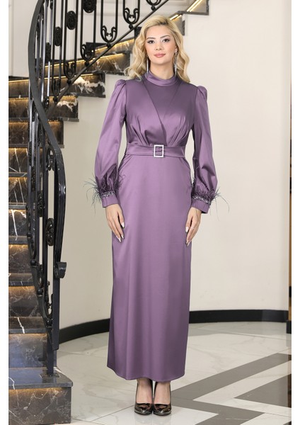 Kolları Tüy Detaylı Lara Büyük Beden Abiye