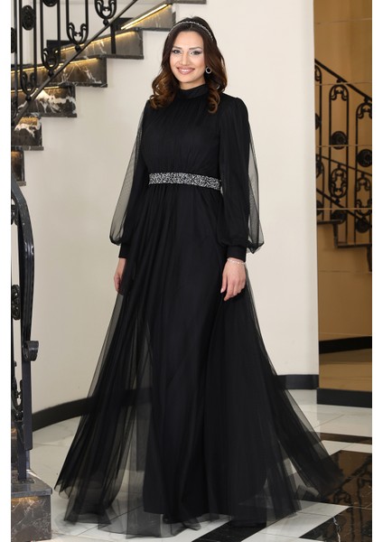 Alia Şık Taş Detaylı Büyük Beden Tesettür Abiye - Alya modelleri
