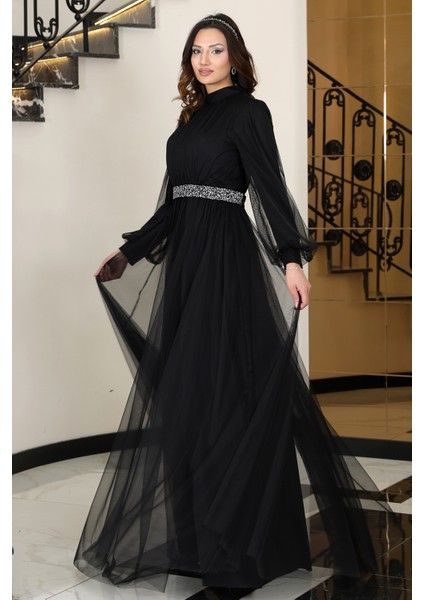 Alia Şık Taş Detaylı Büyük Beden Tesettür Abiye - Alya fırsatları