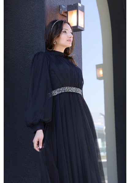 Alia Şık Taş Detaylı Büyük Beden Tesettür Abiye - Alya indirimleri