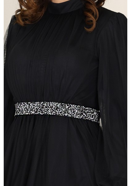 Alia Şık Taş Detaylı Büyük Beden Tesettür Abiye - Alya