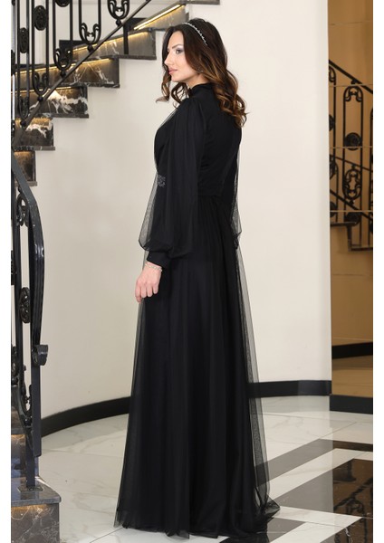 Alia Şık Taş Detaylı Büyük Beden Tesettür Abiye - Alya