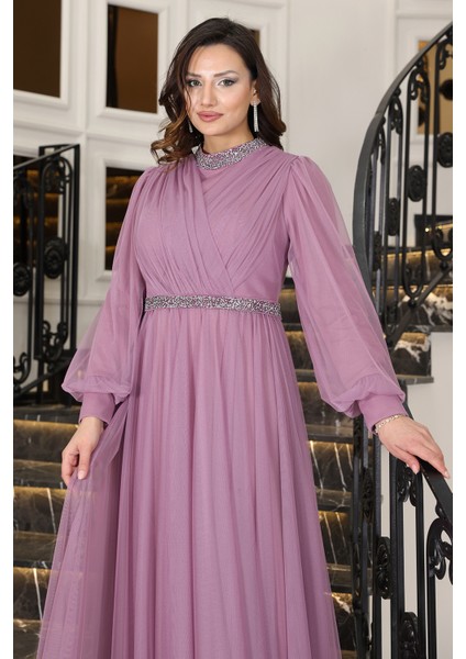 Senna Taş Detaylı Büyük Beden Şık Tesettür Abiye fiyatları