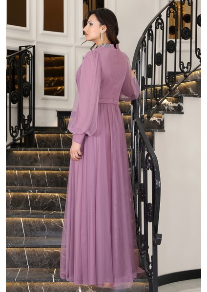 Senna Taş Detaylı Büyük Beden Şık Tesettür Abiye indirimleri