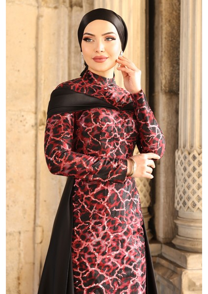 Frezya Parıltılı Şık Tesettür Abiye