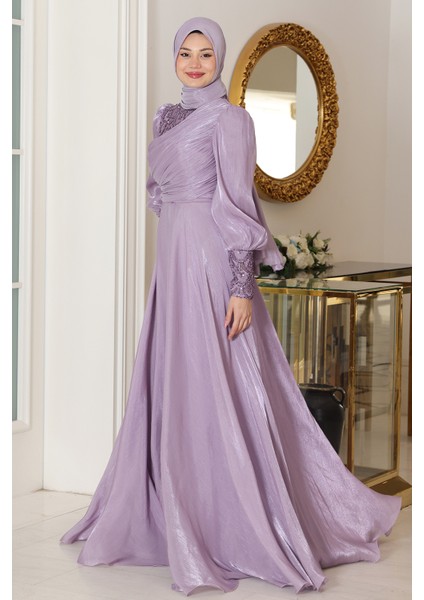 Omuz ve Kol Detaylı Yağmur Tesettür Büyük Abiye fiyatları