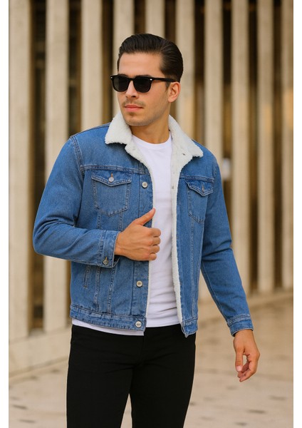 Koyu Mavi Içi Kürklü Erkek Mont fiyatları