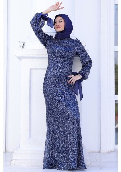 Parıltılı Kol Detaylı Şimal Tesettür Büyük Abiye fiyatları