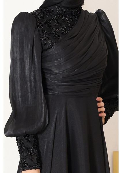 Omuz ve Kol Detaylı Yağmur Tesettür Büyük Abiye fiyatları