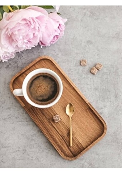 3'lü Set Doğal Ahşap Servis Tabakları Modern Kahverengi Dikdörtgen Tasarım