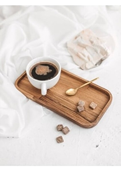 3'lü Set Doğal Ahşap Servis Tabakları Modern Kahverengi Dikdörtgen Tasarım