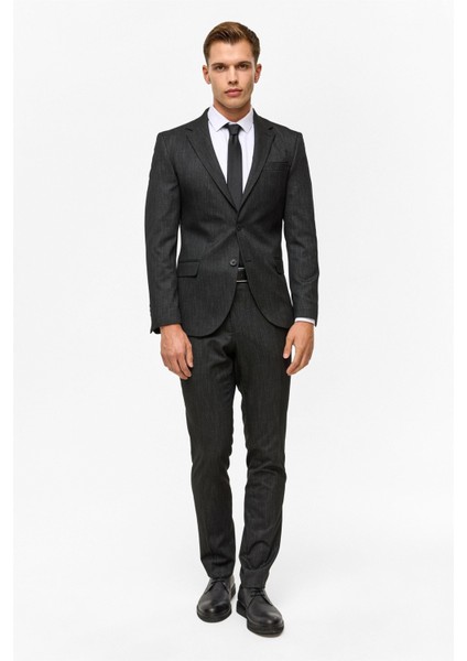 Siyah Slim Desenli Mono Yaka 6 Drop Takım Elbise fiyatları