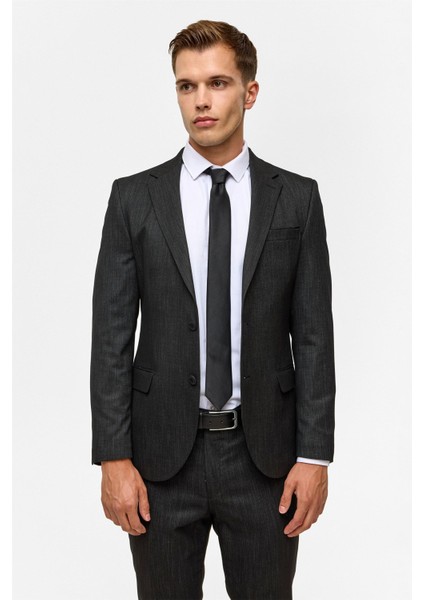 Siyah Slim Desenli Mono Yaka 6 Drop Takım Elbise indirimleri