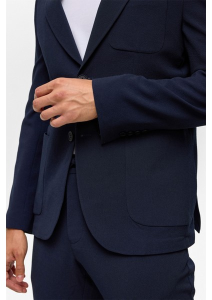 Lacivert Slim Desenli Sivri Yaka 6 Drop Takım Elbise indirimleri