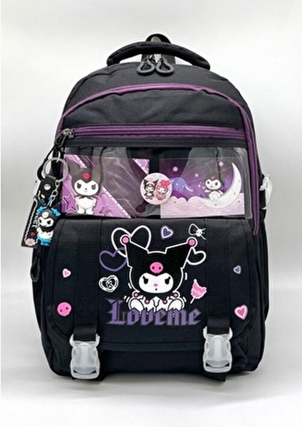 Kore Tarzı Aksesuarlı Termal Beslenmelik ve Kalemlikli Kız Çocuk Sırt Okul Çantası Seti modelleri