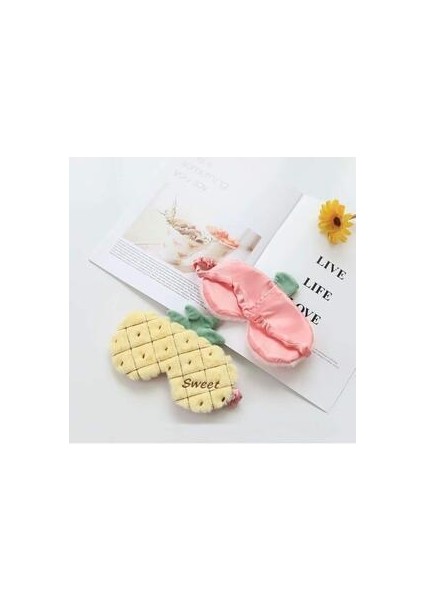 Sevimli Çilek Figürlü Peluş Uyku Göz Bandı Aksesuar Hediyelik