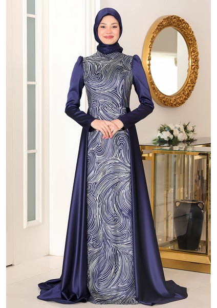 Taş Baskı Tasarım Saten Miray Abiye