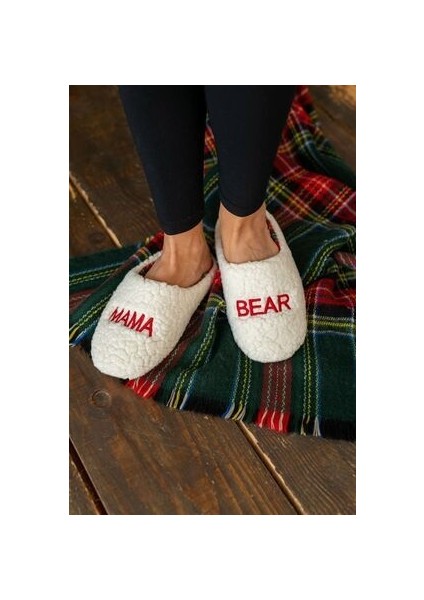 Mama Baby Bear Kürklü Anne-Bebek Panduf Seti Kaydırmaz Taban ile Rahat Kullanım fırsatları