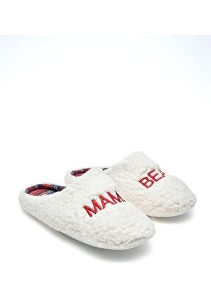 Mama Baby Bear Kürklü Anne-Bebek Panduf Seti Kaydırmaz Taban ile Rahat Kullanım