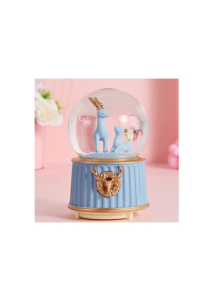 Geyikli Orta Boy Işıklı Müzikli Kar Küresi-Karışık